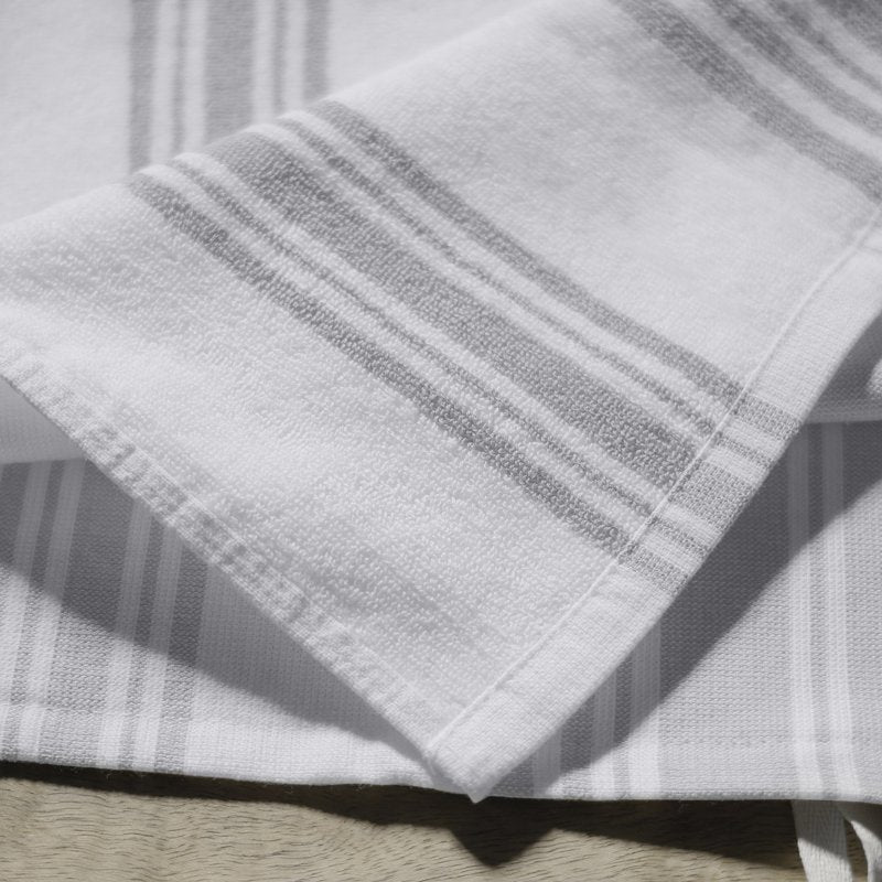 Oversized Kitchen Towels - 2 Pack Soft Silver & White