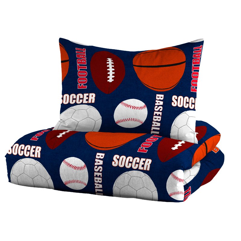 Dream Factory All Sports Twin Comforter Set - Navy Pattern Microfiber Bedding