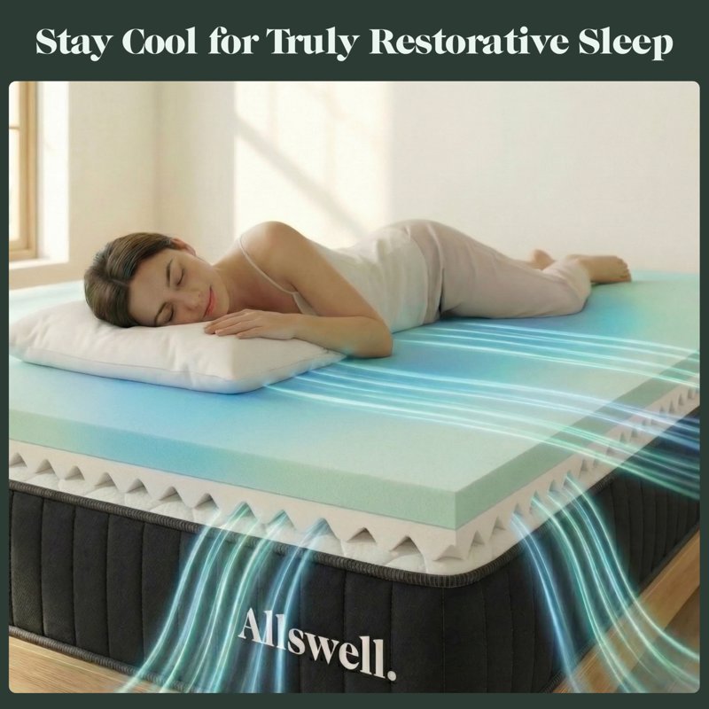 Allswell 4 Inch Memory Foam Mattress Topper Queen with Cooling Diamond Gel