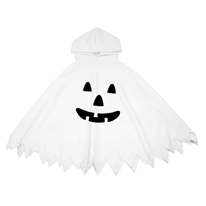 Kids Halloween Costume Hooded Ghostface Cape - White Fancy Dress 7-9 Years