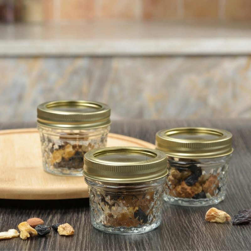 4 oz Mason Jars - Regular Mouth Quilted Canning Jars, 12-Pack
