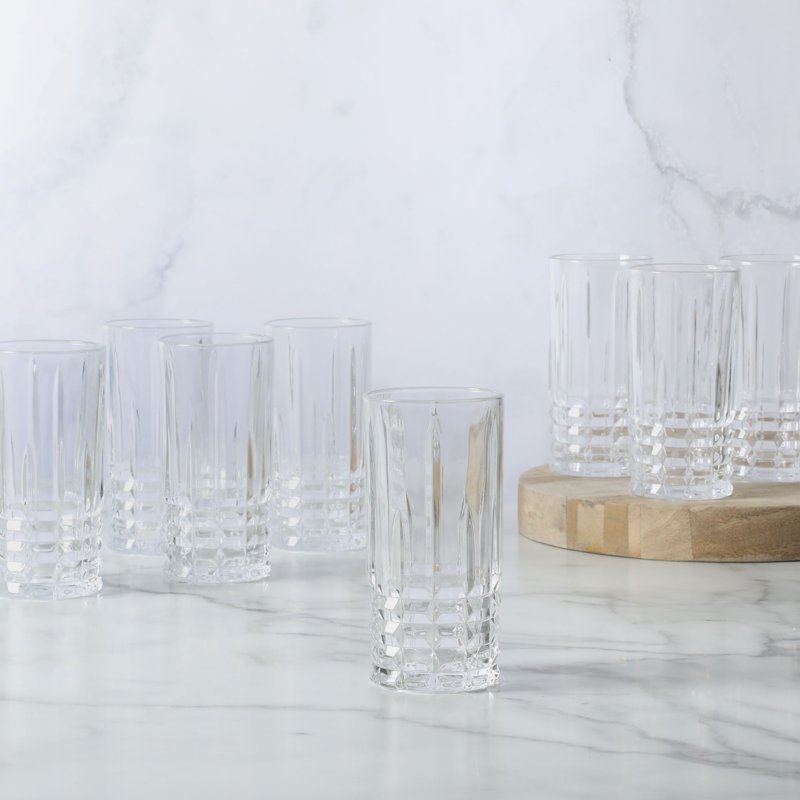 8-Piece Glass Tumbler Set - Elegant Embossed Design