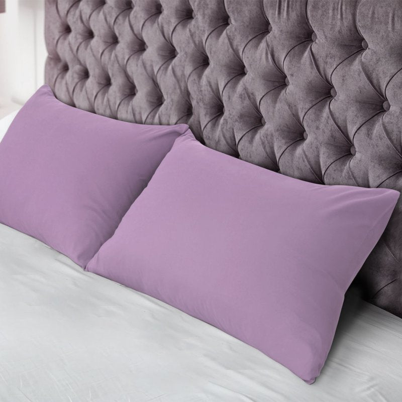 2-Pack Solid Microfiber Pillowcases - Standard, Violet - Breathable & Soft