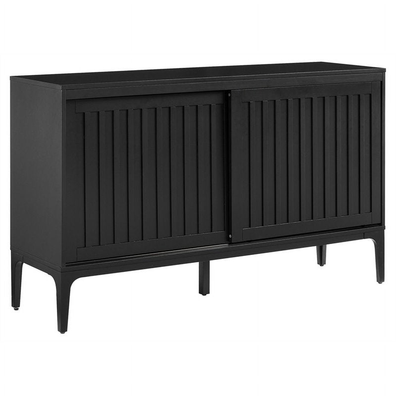 Modern Matte Black Sideboard - Asher Particle Board Buffet Cabinet