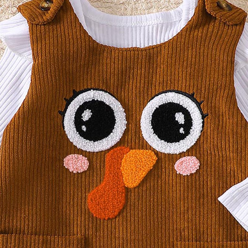 Baby Girl Halloween Outfit A13 Brown 6-12 Months Pumpkin Ruffle Romper & Dress Set