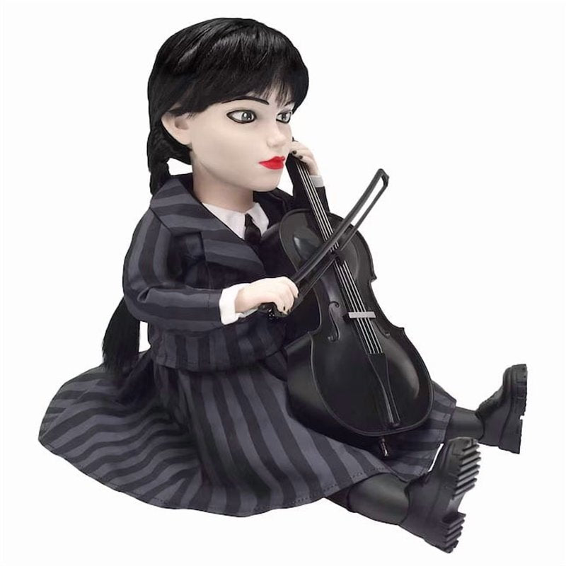 Animated Wednesday Halloween Doll with Cello - 13 Inch Tabletop Decor