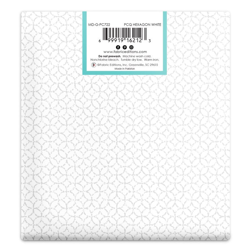 White Cotton Hexagon Fat Quarter for Quilting & Sewing - Single