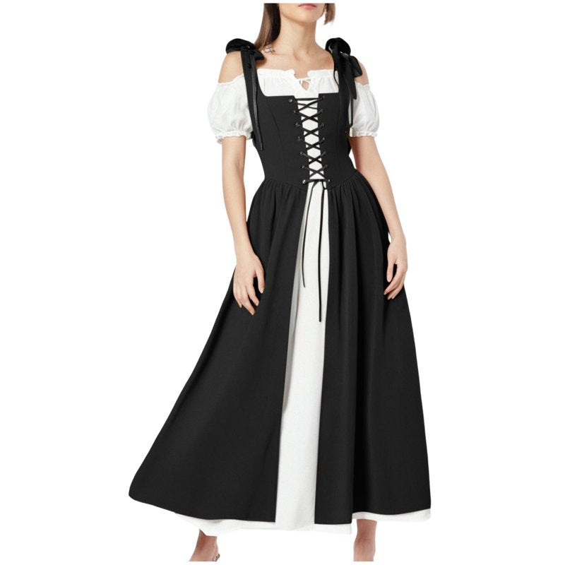 XXL Renaissance Medieval Dress for Women Vintage Costume Black - Pirate & Irish Style