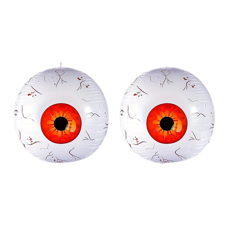 Red Inflatable Eyeball Halloween Decorations - 2PCS Bloodshot Horror Balloons Set