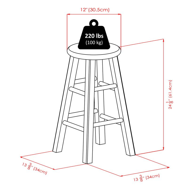 24" Counter Stool - Rustic Gray Finish, Ivy Collection