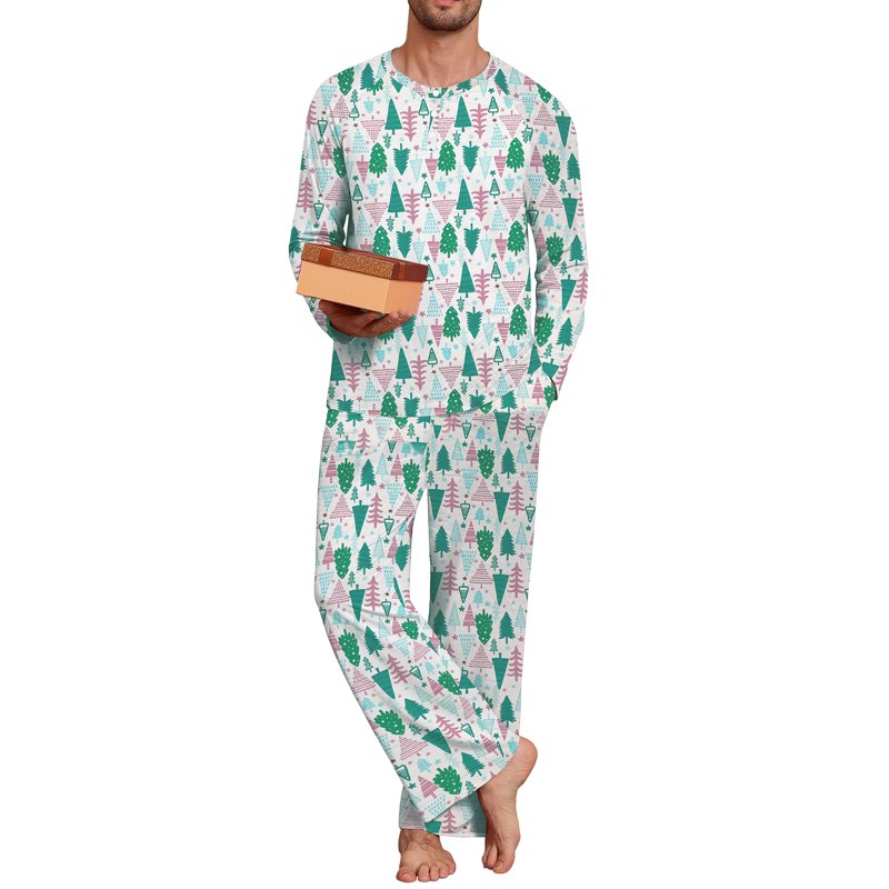Christmas Pajama Sets for Couples - White Tree XL Holiday Sleepwear