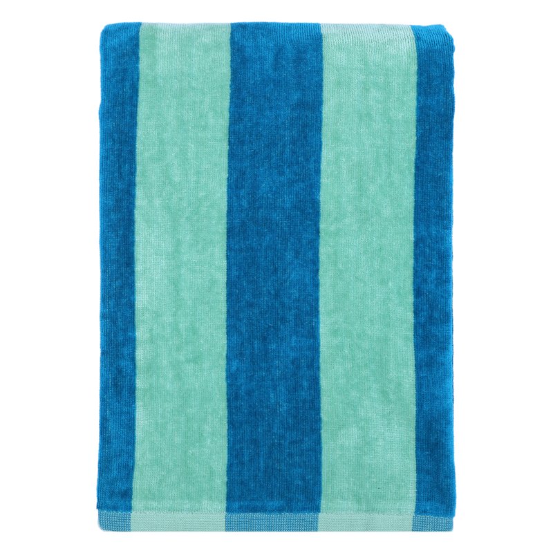 Mainstays Cabana Stripe Cotton Blend Beach Towel - Teal & Green, 58 x 28 Inches, Set of 2