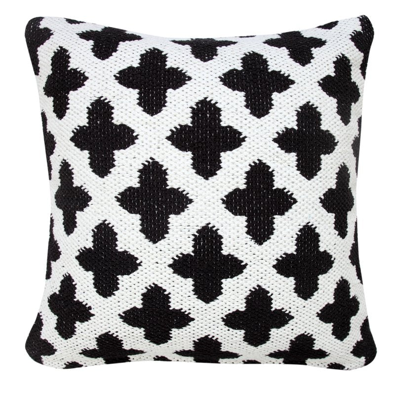 Geometric Throw Pillow - Black and White, 20 Inch Square, Swiss Variation