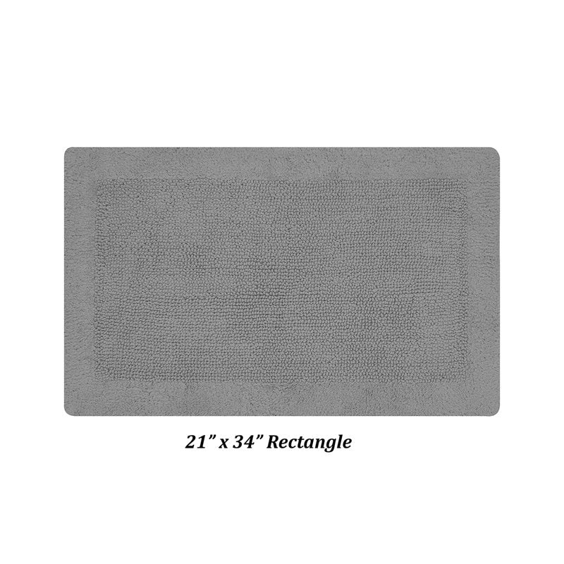 Premium 21x34 Inch Reversible Cotton Bathroom Rug - Gray Edge Collection