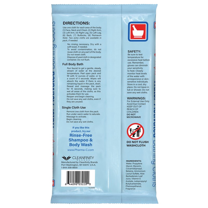 Water-Activated No-Rinse Bathing Cloths with Aloe & Vitamin E - Single Pack