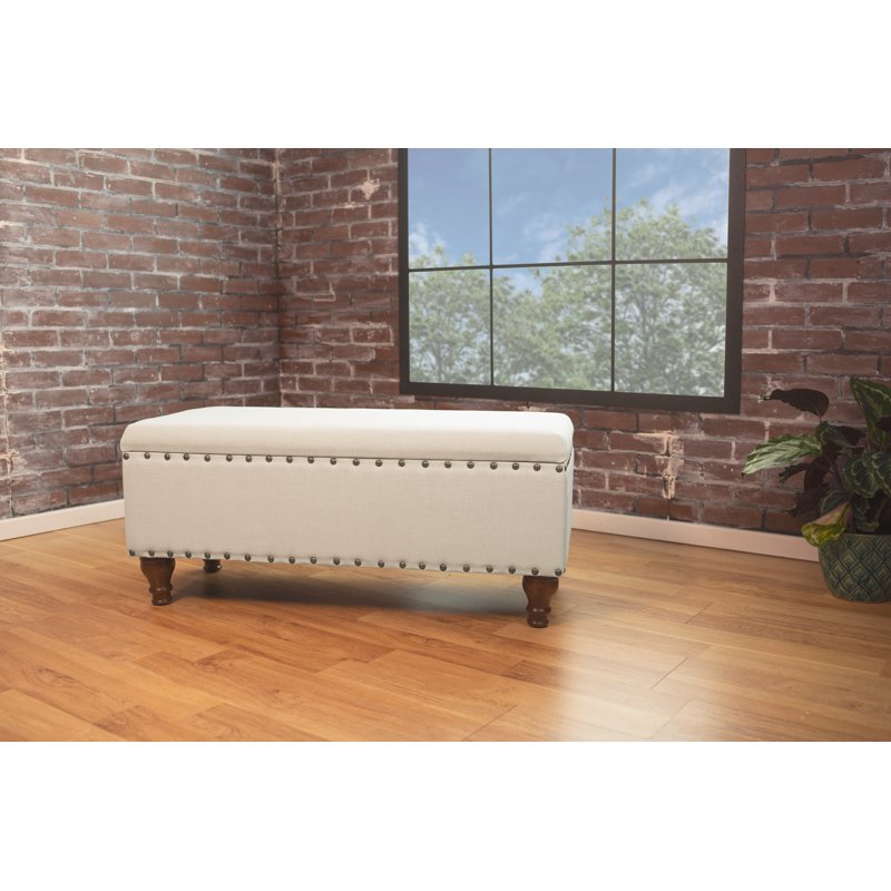 Large Storage Bench with Nailhead Trim - Multiple Colors