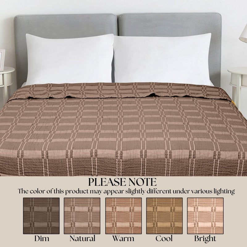 Mainstays Cloud Matelasse Quilt King - Warm Brown, Lightweight Bedding