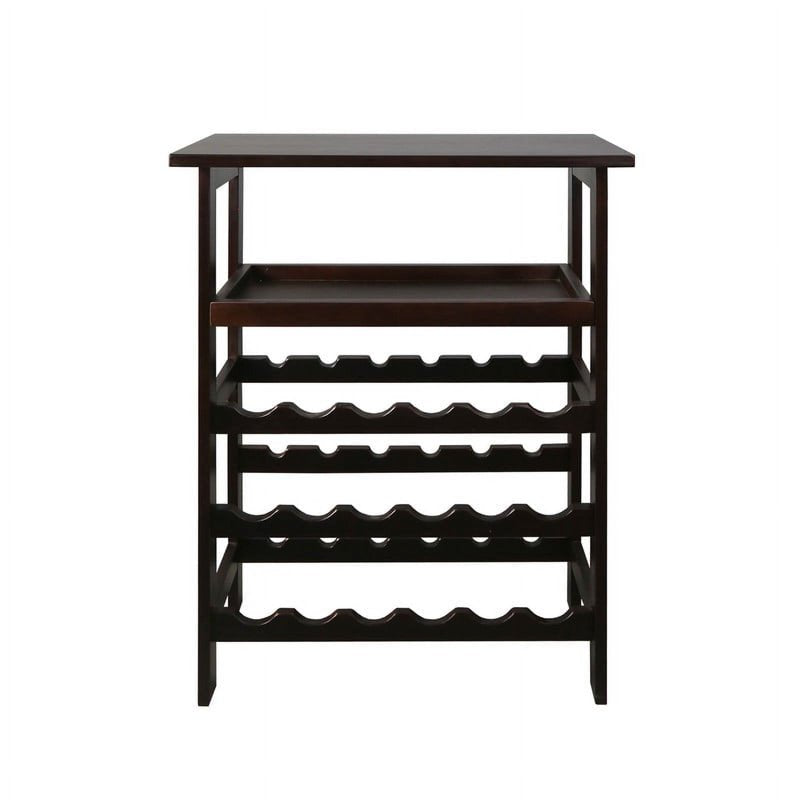 Solid Wood 18-Bottle Freestanding Wine Rack with Tabletop