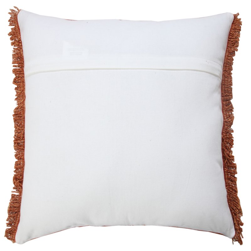 20x20 Orange Cotton Fringed Throw Pillow - Decorative Accent Cushion