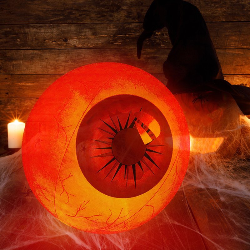 Red Halloween Inflatable Eyes Set - 23.6 Inch Glowing Yard Decoration