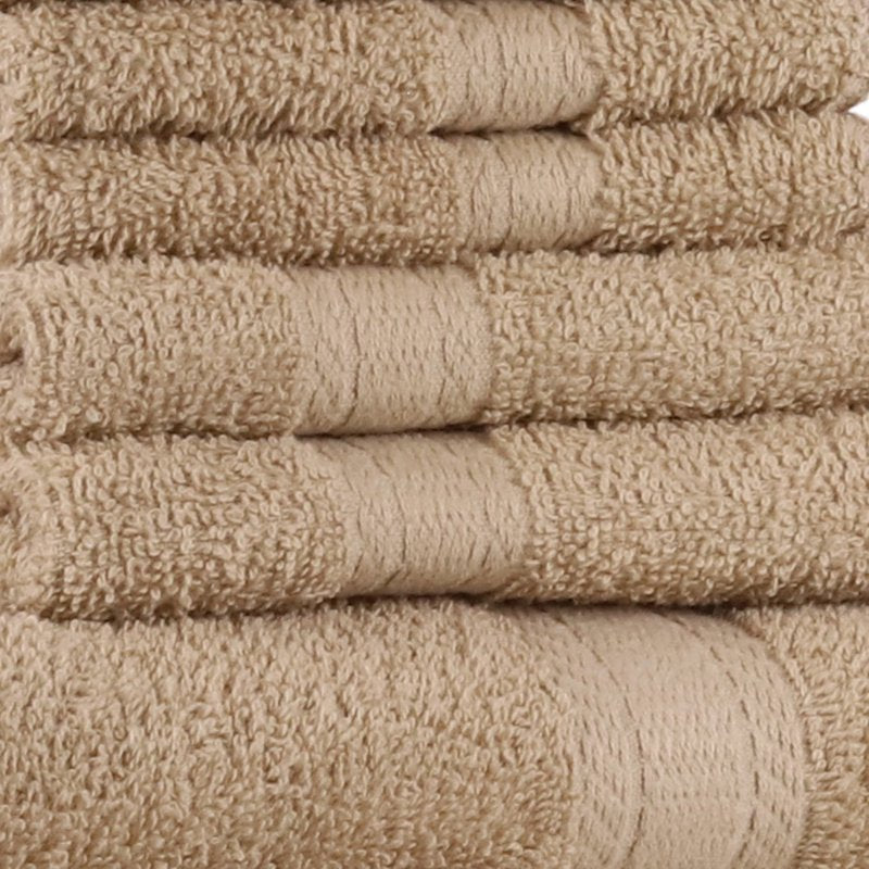 Beige 10-Piece Cotton Bath Towel Set - Soft, Absorbent, Includes Towels & Washcloths