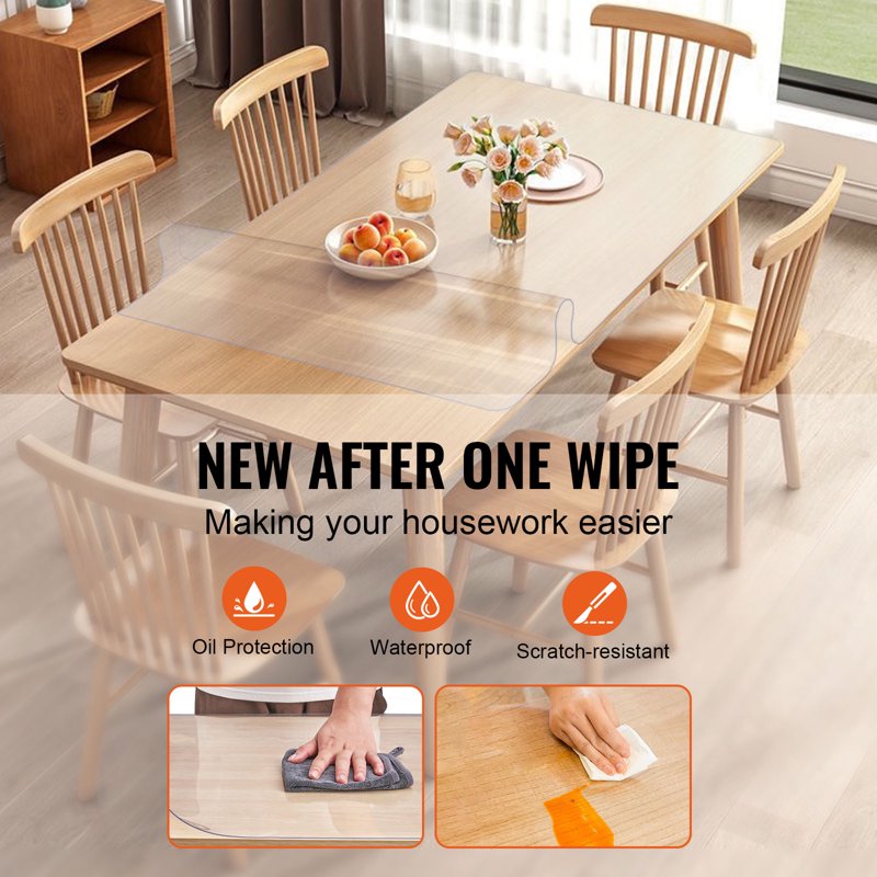 Transparent Table Cover - 36" x 72" PVC Protector, 1.5mm Thickness