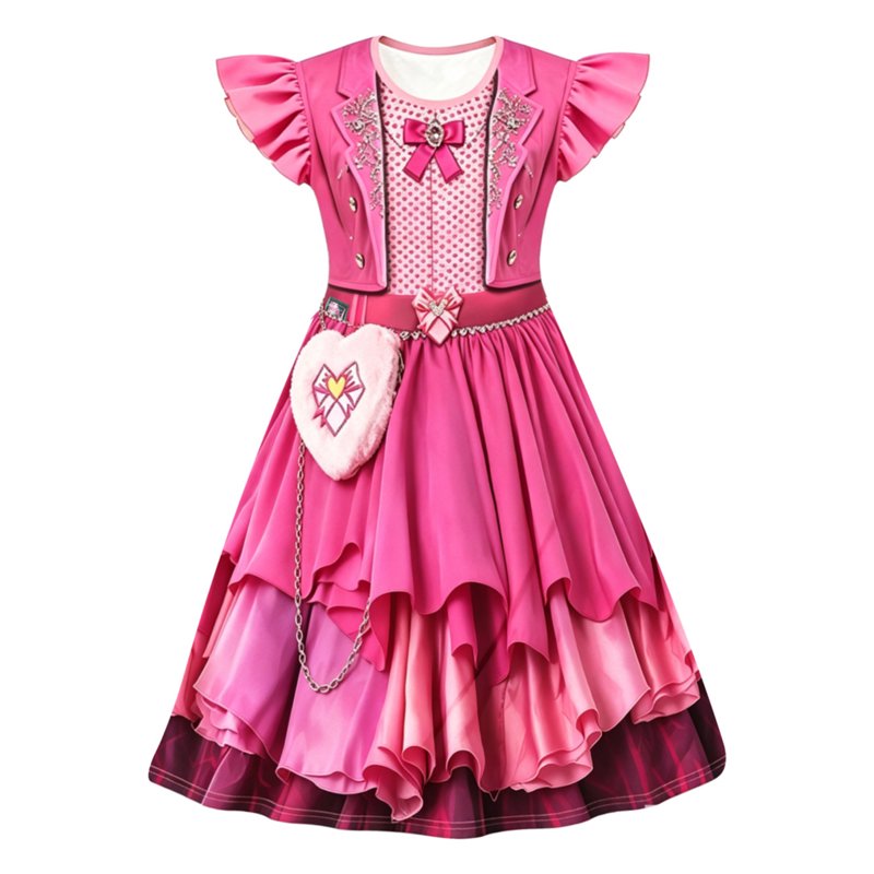 Pink Princess Layered Ruffle Cosplay Costume Dress - 11-12Y Girl Variation
