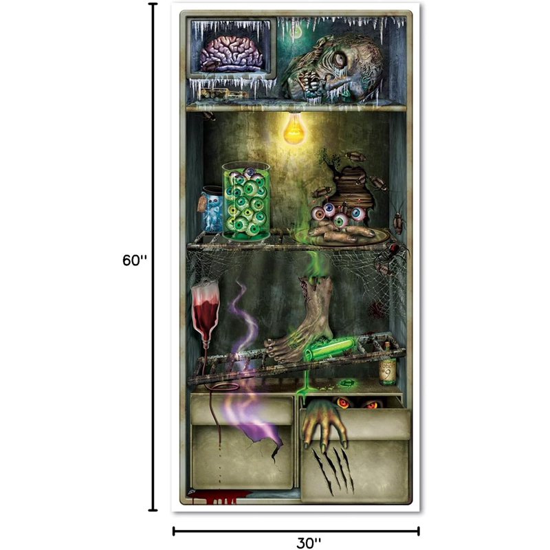 Halloween Refrigerator Door Cover - Spooky Witch Design, 30x60 Inches, Pkg of 1