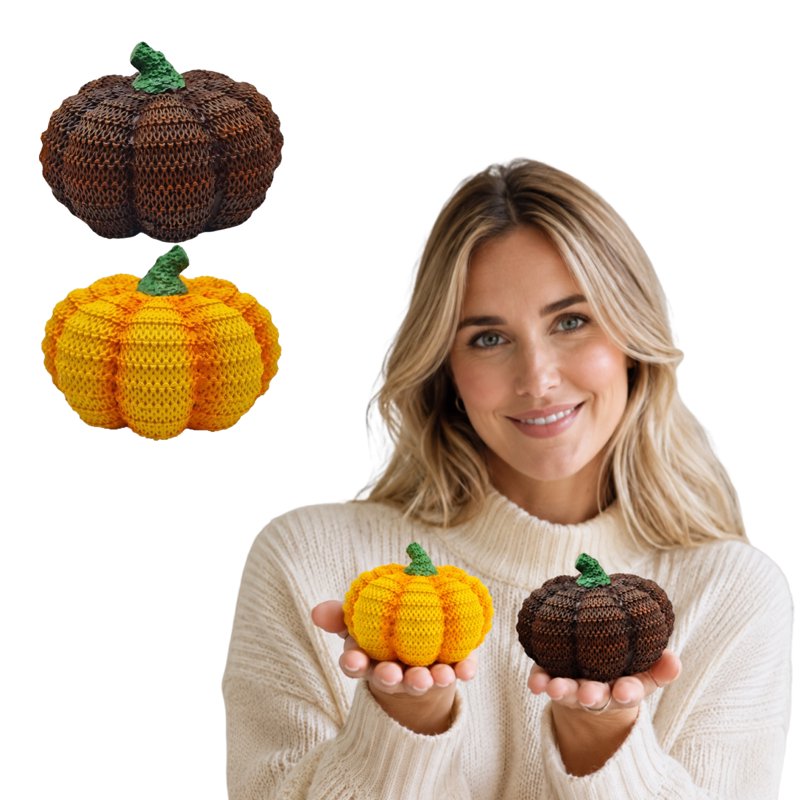 Halloween Pumpkin Decorations 2 Pack - Artificial Fall Ornaments 2.7x3.8 Inch K