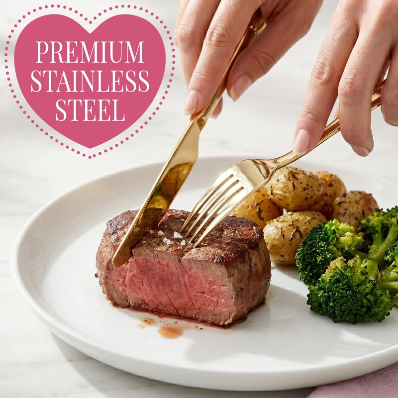 20-Piece Stainless Steel Flatware Set - Gold, Service for 4