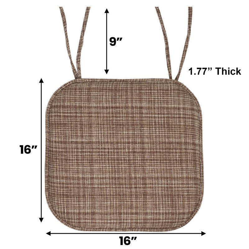 Memory Foam Non-Slip Chair Cushion Pad with Ties 2-Pack - Dark Brown Multi