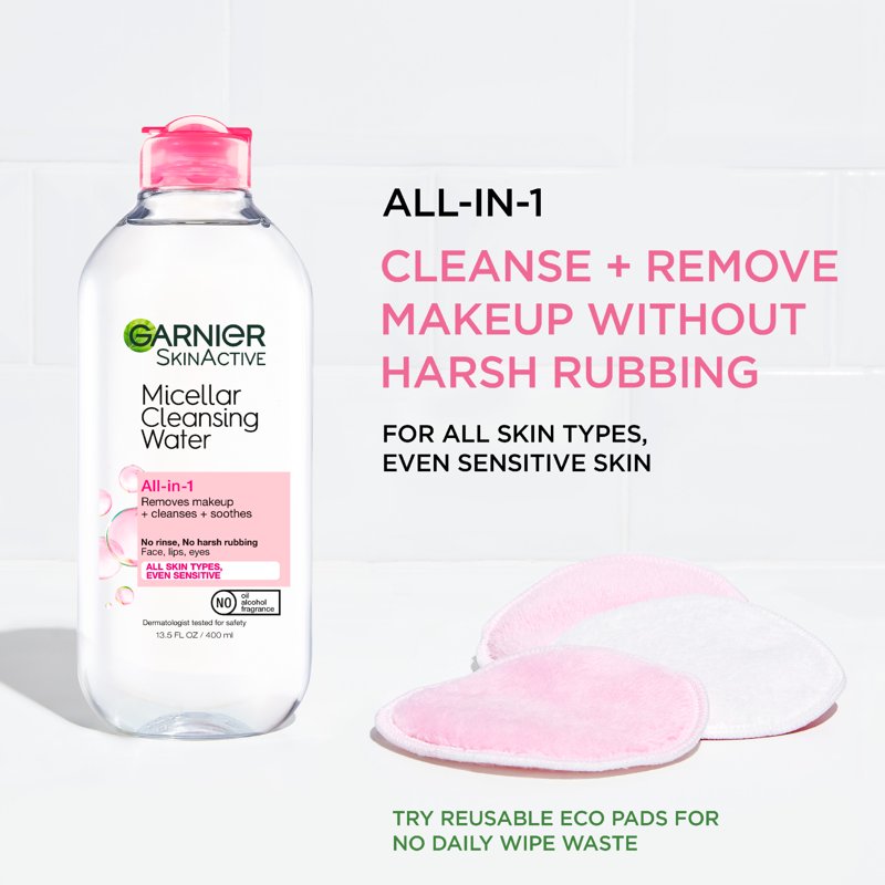 All-in-1 Micellar Cleansing Water and Makeup Remover, Gentle Face Cleanser