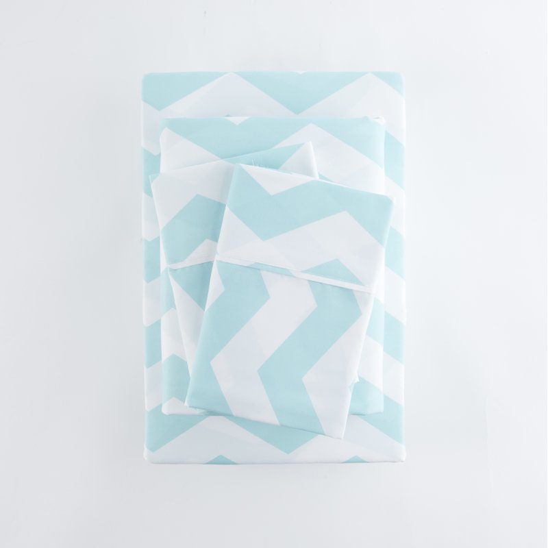 Queen Microfiber Bed Sheets Set - Turquoise Arrow Pattern, 4 Piece
