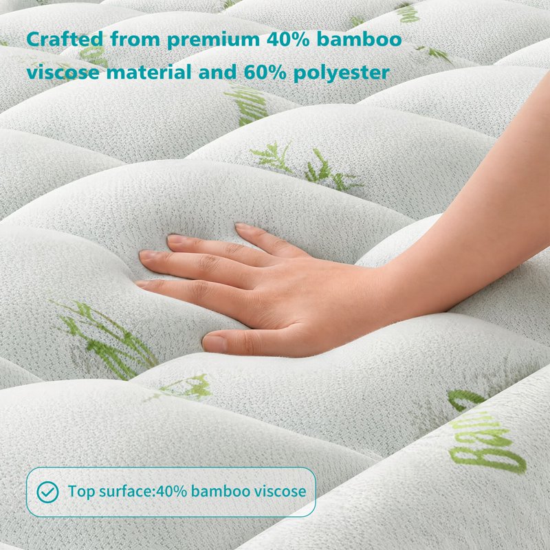 Cooling Mattress Pad Cover Queen - Avocado Green, Ultra Soft, Pain Relief