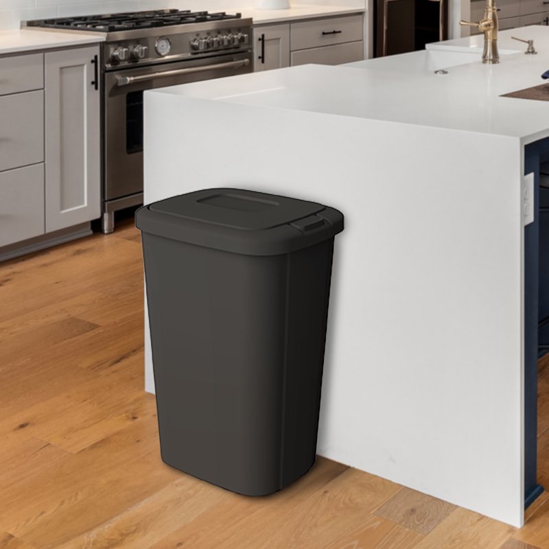 13.3 Gallon Kitchen Trash Can with Touch Top Lid - Black