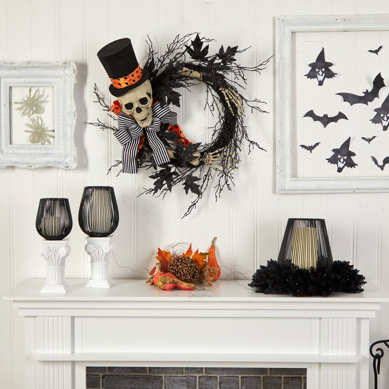 Halloween Skeleton Wreath - 26 Inch Spooky Decorative Door and Wall Hanging
