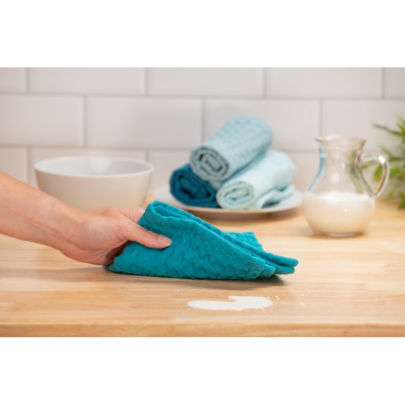 100% Cotton Waffle Dishcloths Set - 4 Piece, Topaz