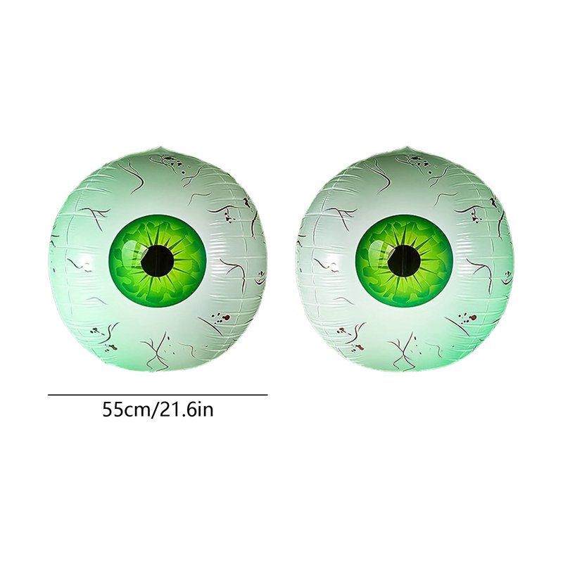 FEOLGEHLY Green Inflatable Eyeball Halloween Decorations - 2PCS Bloodshot Horror Balloons for Yard Party
