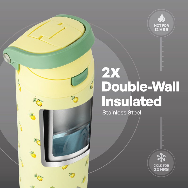 24oz Stainless Steel Insulated Water Bottle with Straw & Chug Lid - Lemon