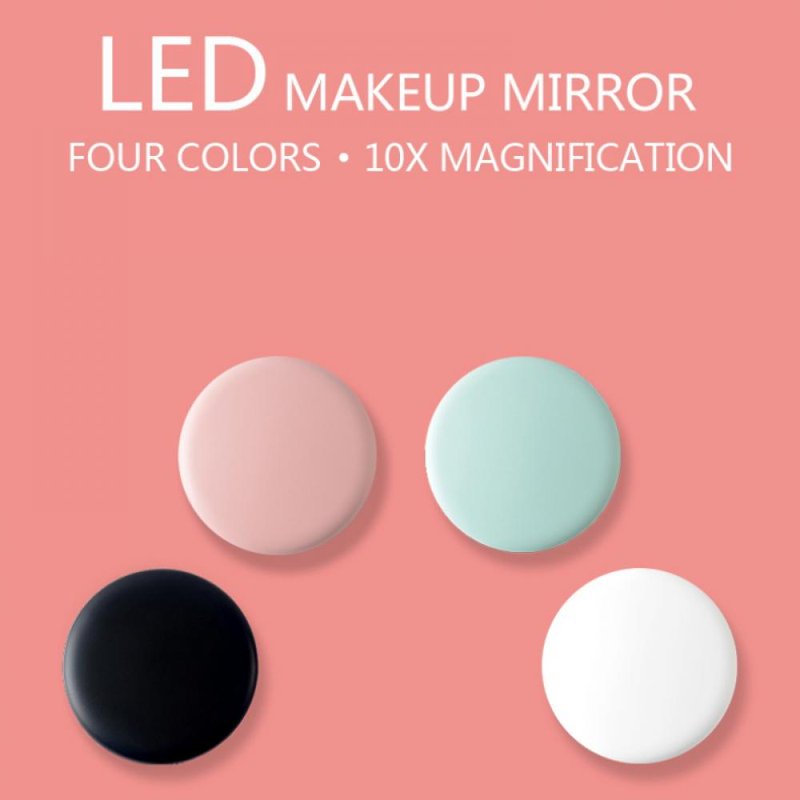 Portable LED Makeup Mirror with 10x Magnification and Foldable Design