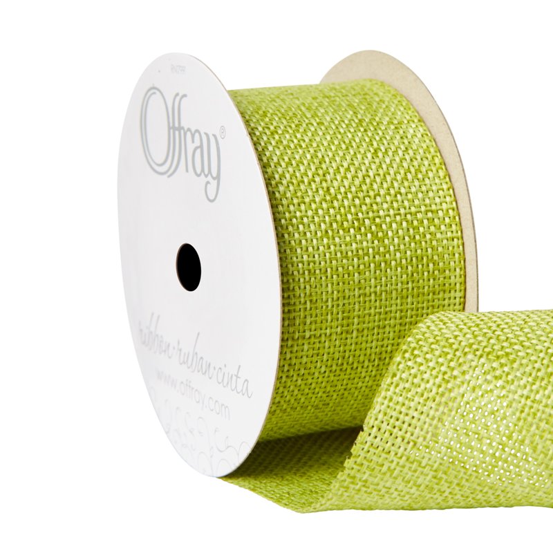 (4 Pack) Offray Burlap Ribbon - Lemongrass Green, 1.5 Inch Woven Craft Ribbon, 9 Feet