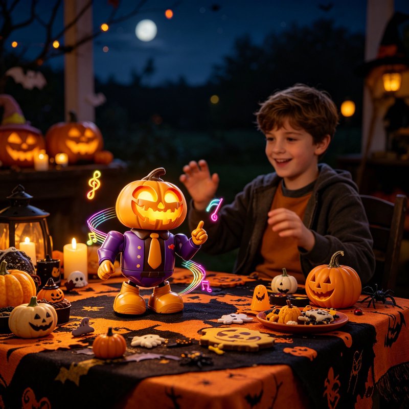Dancing Halloween Robot Toy with Music & LED Eyes - Kids Animated Robot