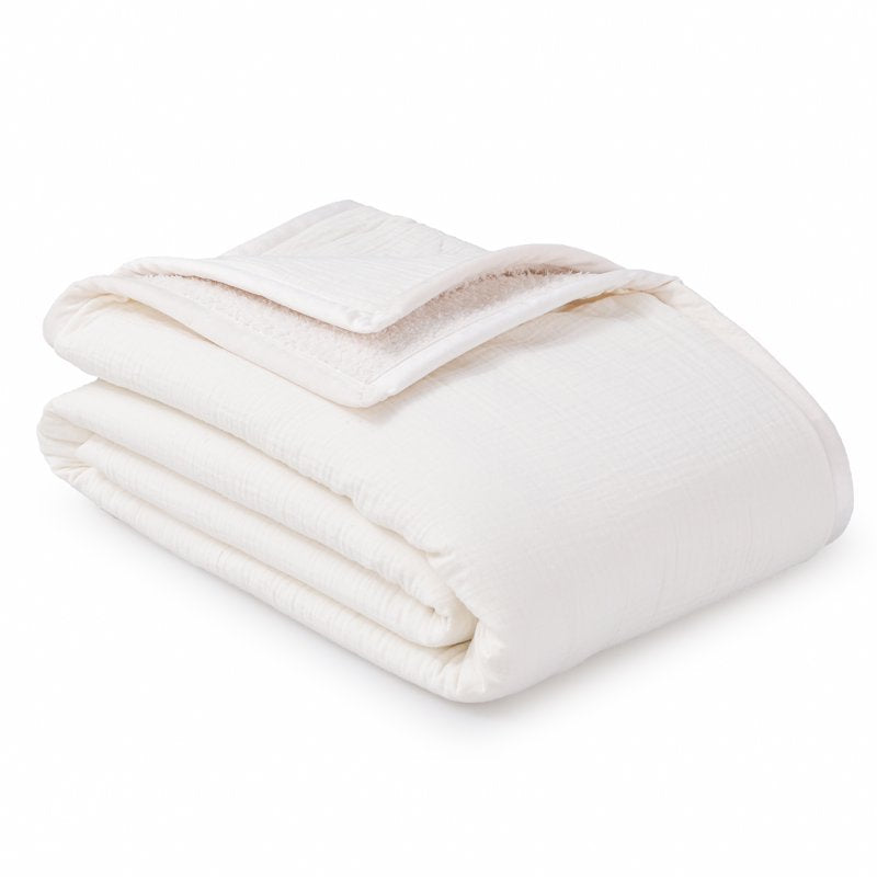 Oversized Reversible Throw Blanket - Gauze to Cozy Knit - Vanilla Dream