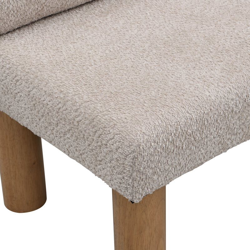 Modern Boucle Upholstered Dining Bench - Light Gray