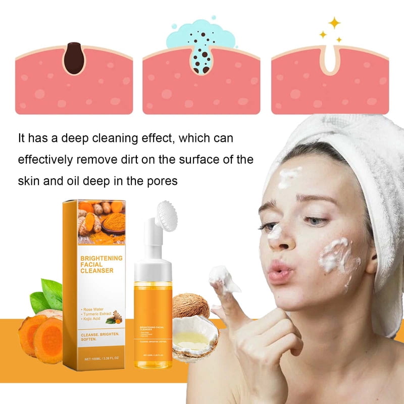 Foaming Facial Cleanser - Daily Face Wash with Turmeric & Hyaluronic Acid