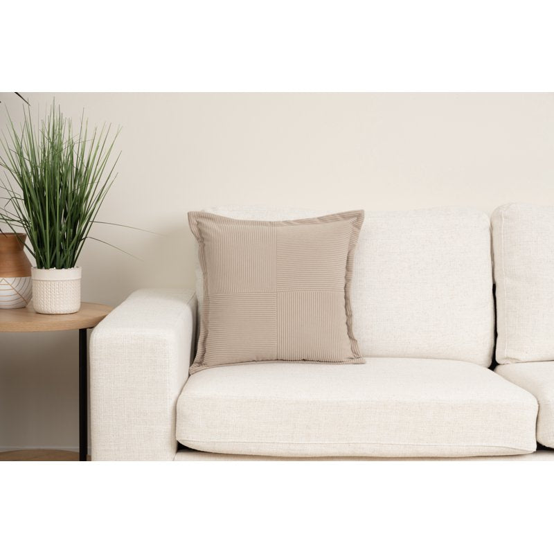Decorative Pillow 18x18 Inches - Washed Stone Corduroy Velvet, Natural
