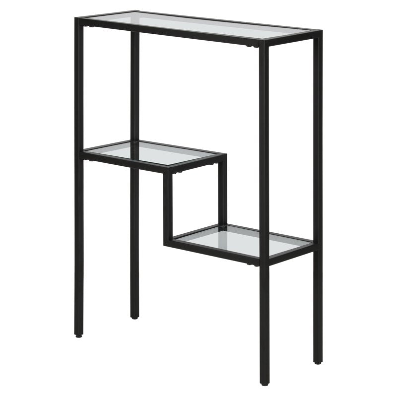 Modern 22" Wide Rectangular Console Table with Glass Shelves