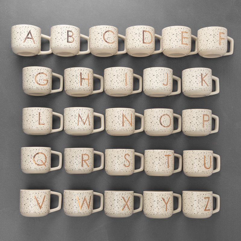 Monogram M Stoneware Mug Set with Coaster & Stir Spoon