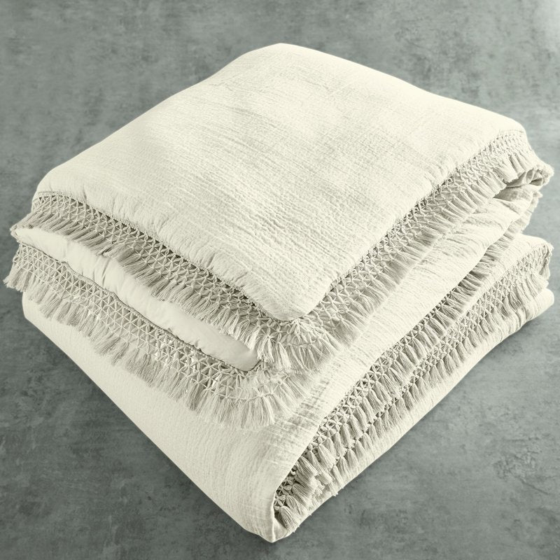 Full/Queen Textured Matelassé Duvet Cover Set - Vanilla Dream, No Fill