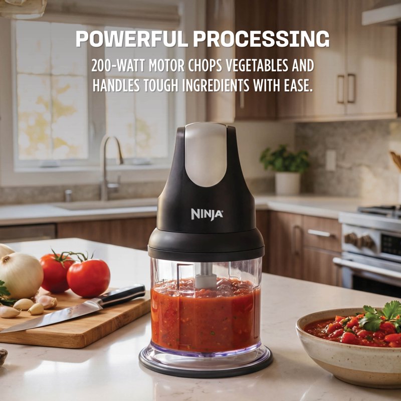 Ninja 2-Cup Food Chopper - One-Touch Pulse, Splash Guard & Storage Lid, Gray - 2 Pack